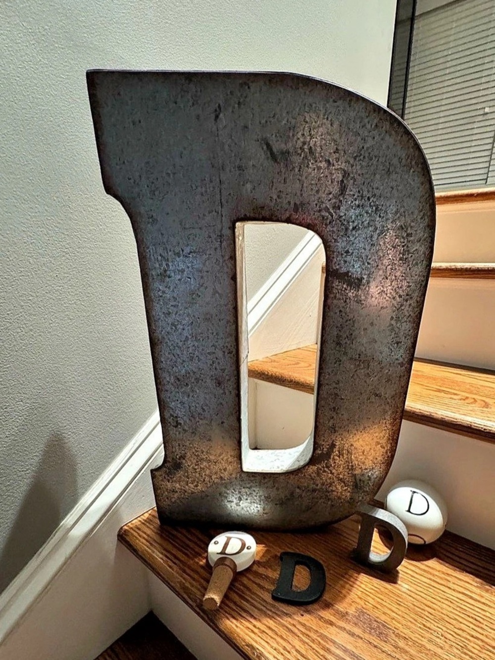 Letter D home decor & Mud Pie wine bottle topper